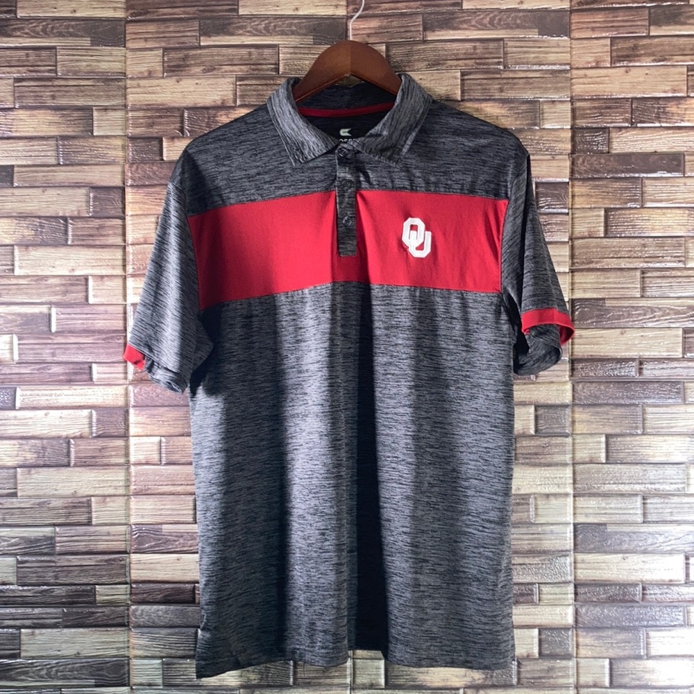 EUC Men's Colosseum Black Oklahoma Sooners Nelson Large Polo